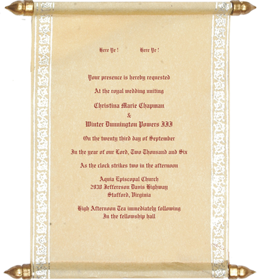 Invitation Program Scroll Wedding Cakes